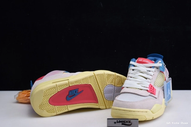 1st Kicks DC9533-800 Union Ice Guava Retro Jordan Air 4 0729
